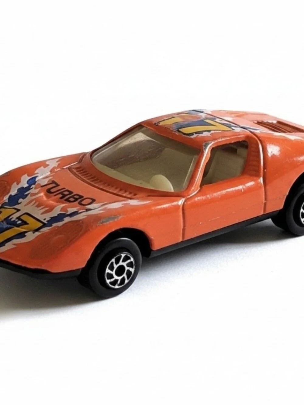 Yatming #17 Turbo Orange Lamborghini Miura Decal Tomica-sized Die-Cast 1:64 Toy.
